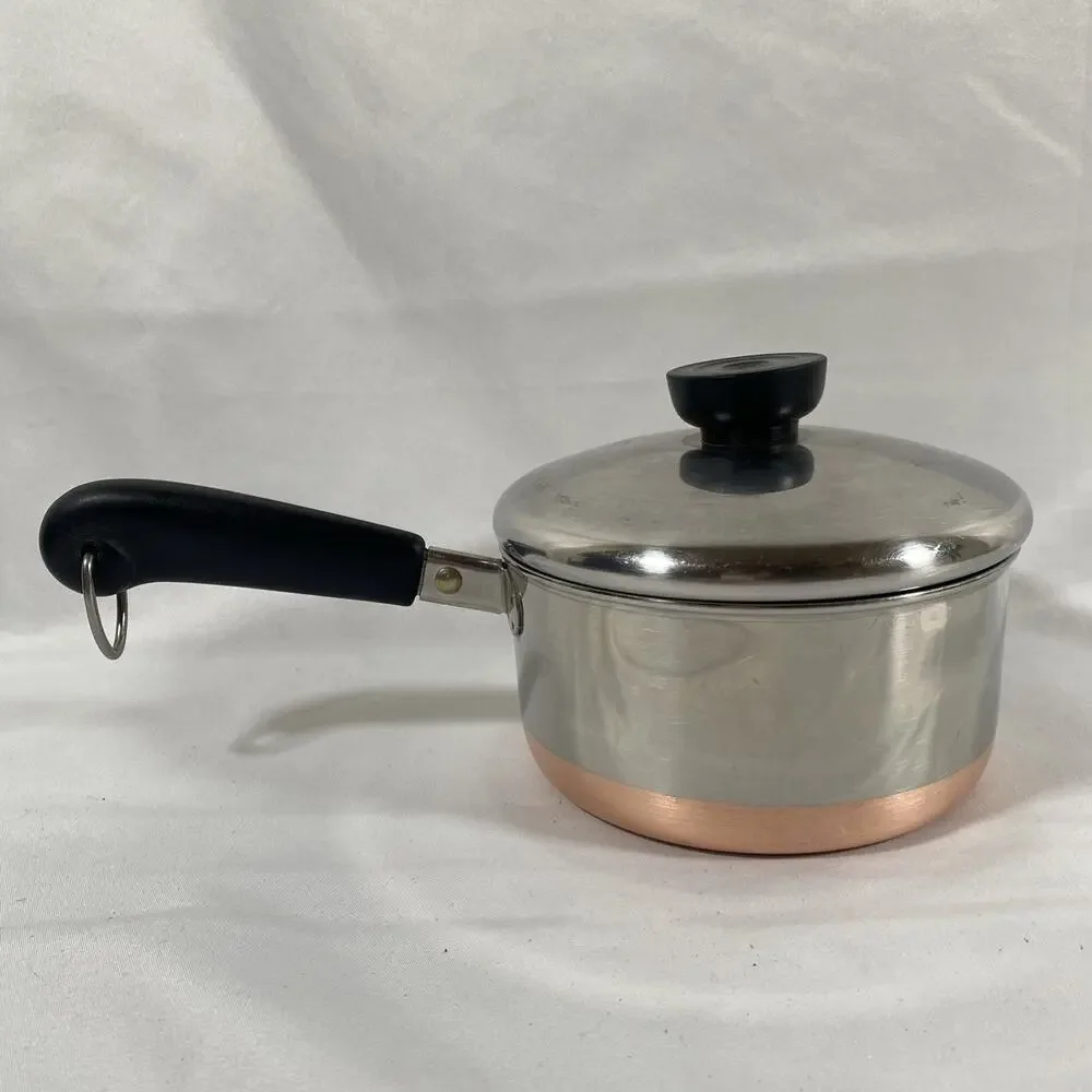 Revere Ware 1 Qt Quart Copper Bottom Sauce Pan, Lid Clinton 96 g Stainless Steel